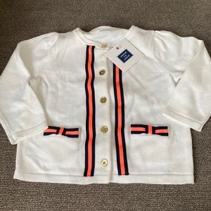 Janie and Jack NWT size 6-12 month white cardigan and orange and navy stripe